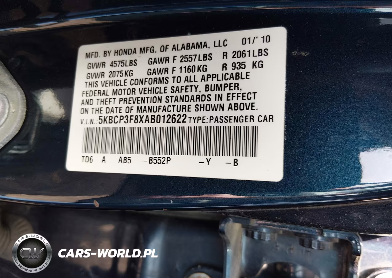 2010 Honda Accord 3.5 Ex-L VIN:5KBCP3F8XAB012622 - 9