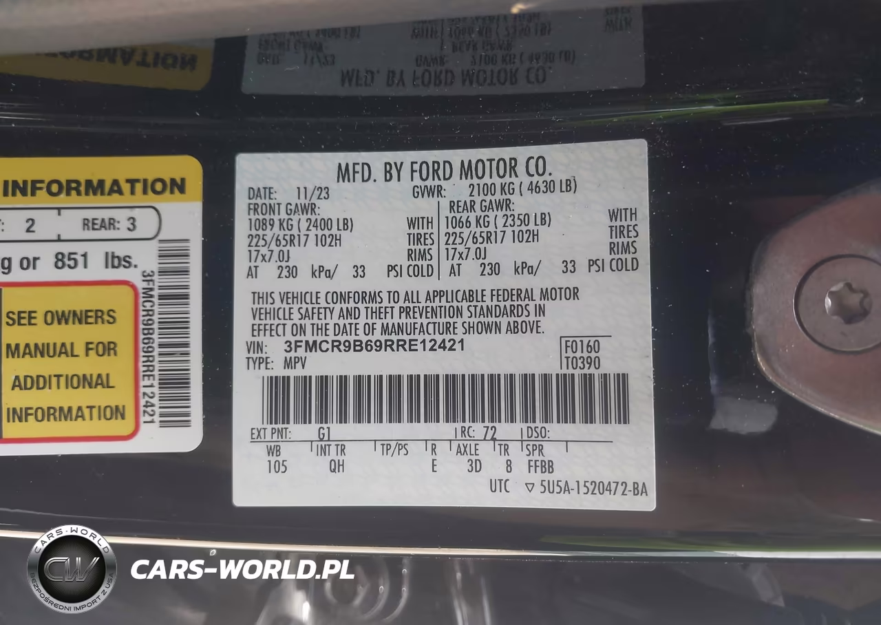 2024 Ford Bronco Sport Big Bend VIN:3FMCR9B69RRE12421 - 9