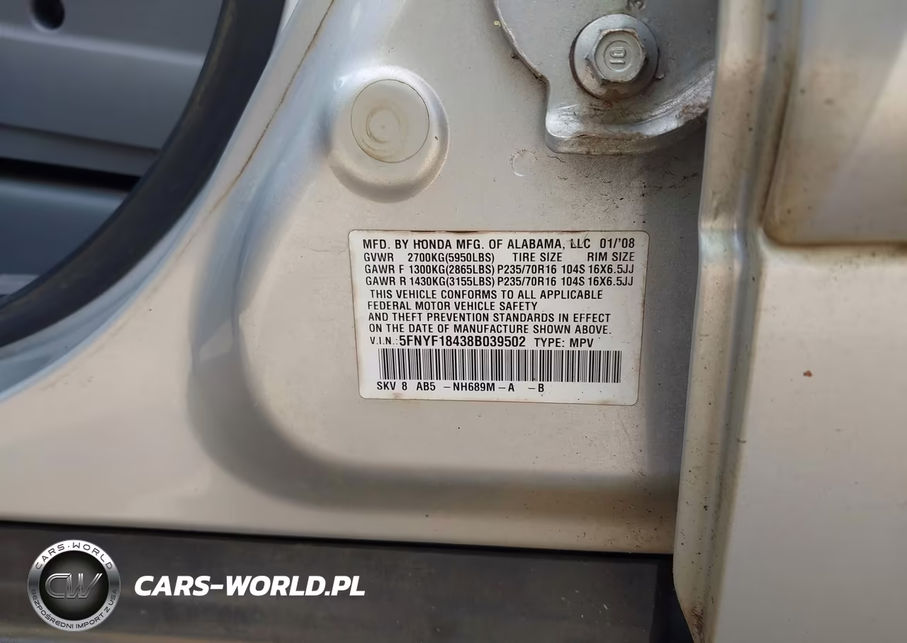 2008 Honda Pilot Ex VIN:5FNYF18438B039502 - 9