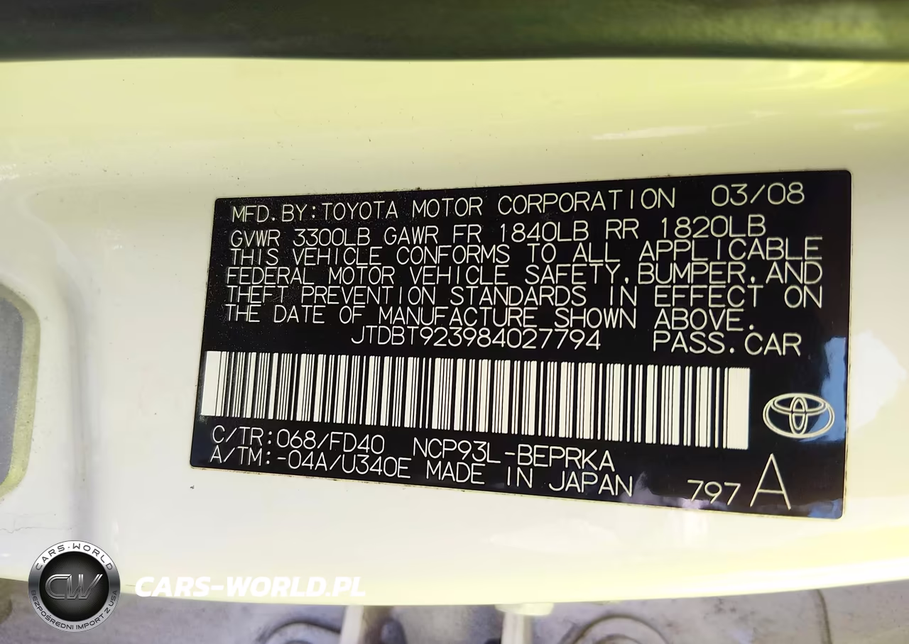 2008 Toyota Yaris VIN:JTDBT923984027794 - 9