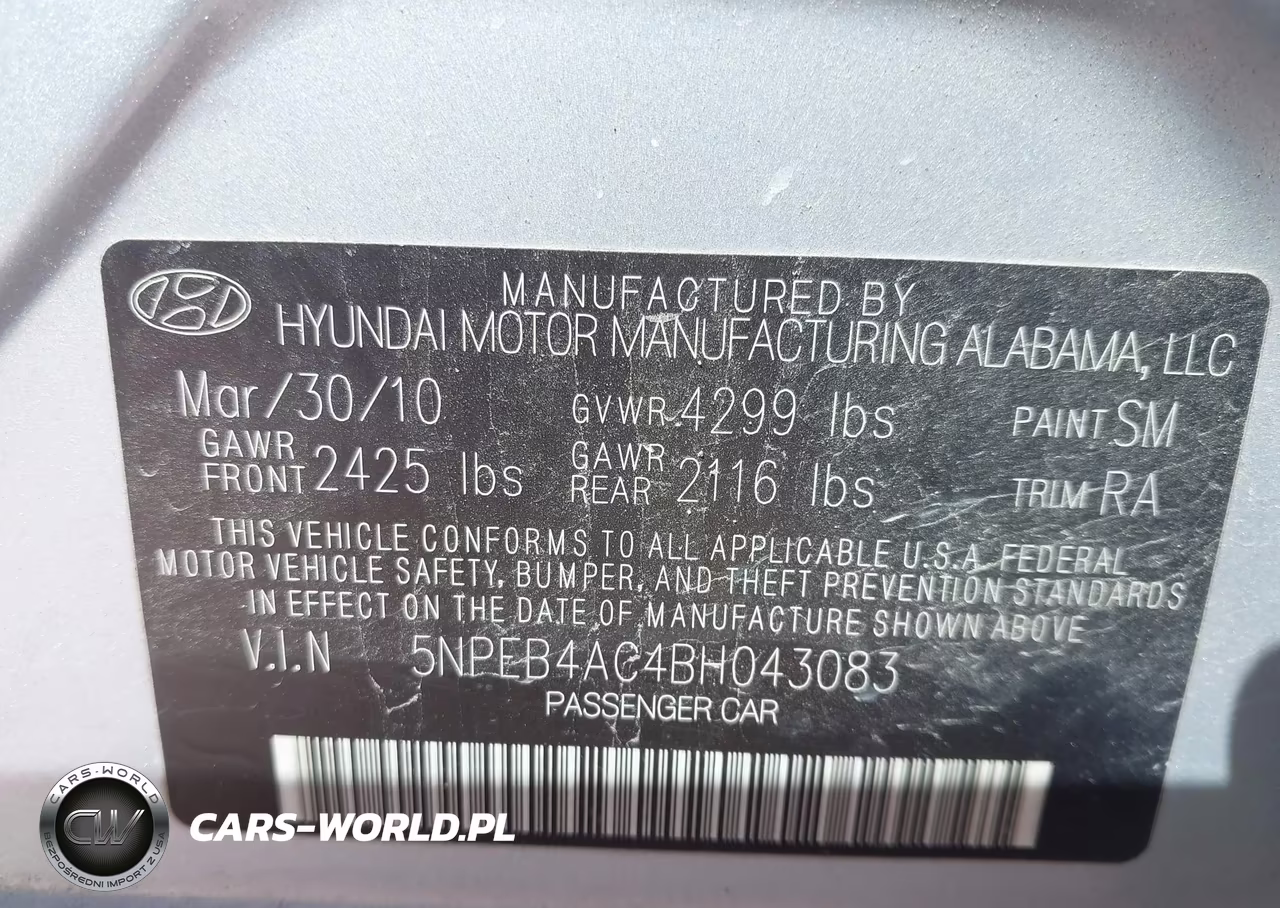 2011 Hyundai Sonata Gls VIN:5NPEB4AC4BH043083 - 9