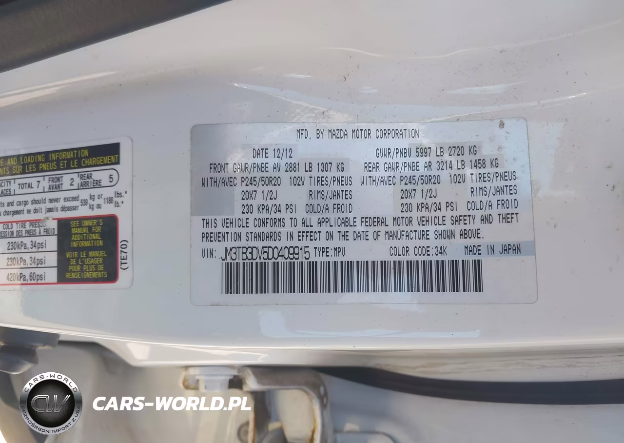 2013 Mazda Cx-9 Grand Touring VIN:JM3TB3DV5D0409915 - 9