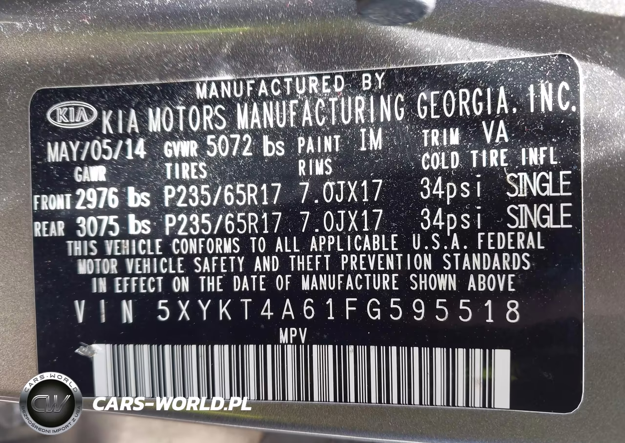 2015 Kia Sorento Lx VIN:5XYKT4A61FG595518 - 9
