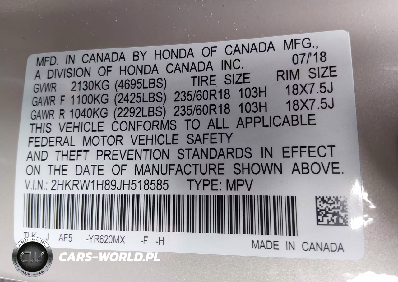 2018 Honda Cr-V Ex-L-Ex-L Navi VIN:2HKRW1H89JH518585 - 9