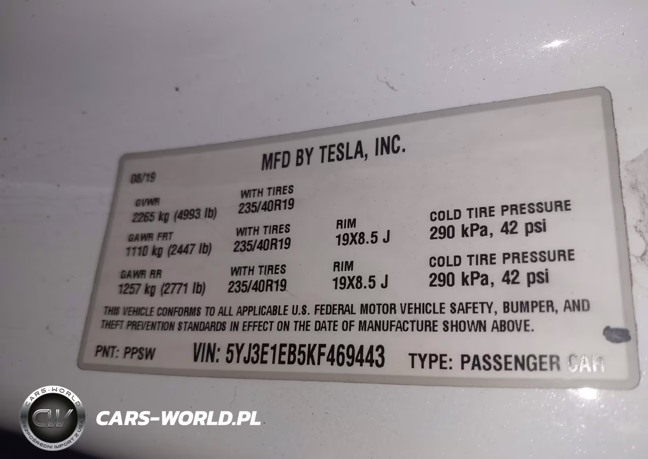 2019 Tesla Model 3 Long Range-Performance VIN:5YJ3E1EB5KF469443 - 9