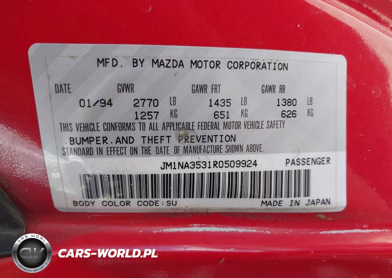 1994 Mazda Mx-5 Miata VIN:JM1NA3531R0509924 - 9
