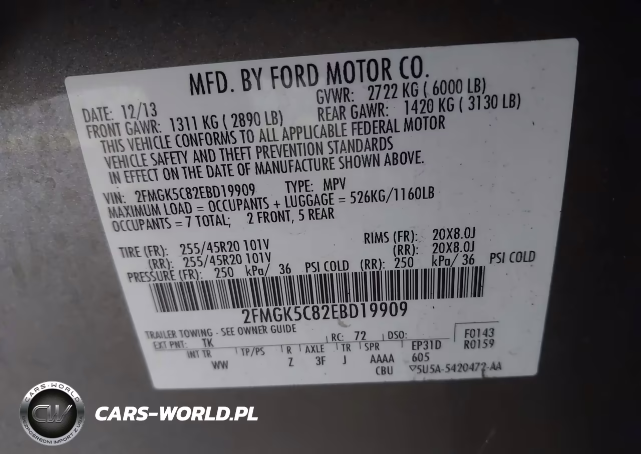 2014 Ford Flex Sel VIN:2FMGK5C82EBD19909 - 9