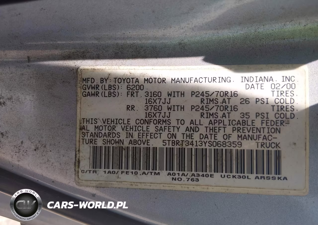 2000 Toyota Tundra Sr5 V8 VIN:5TBRT3413YS068359 - 9