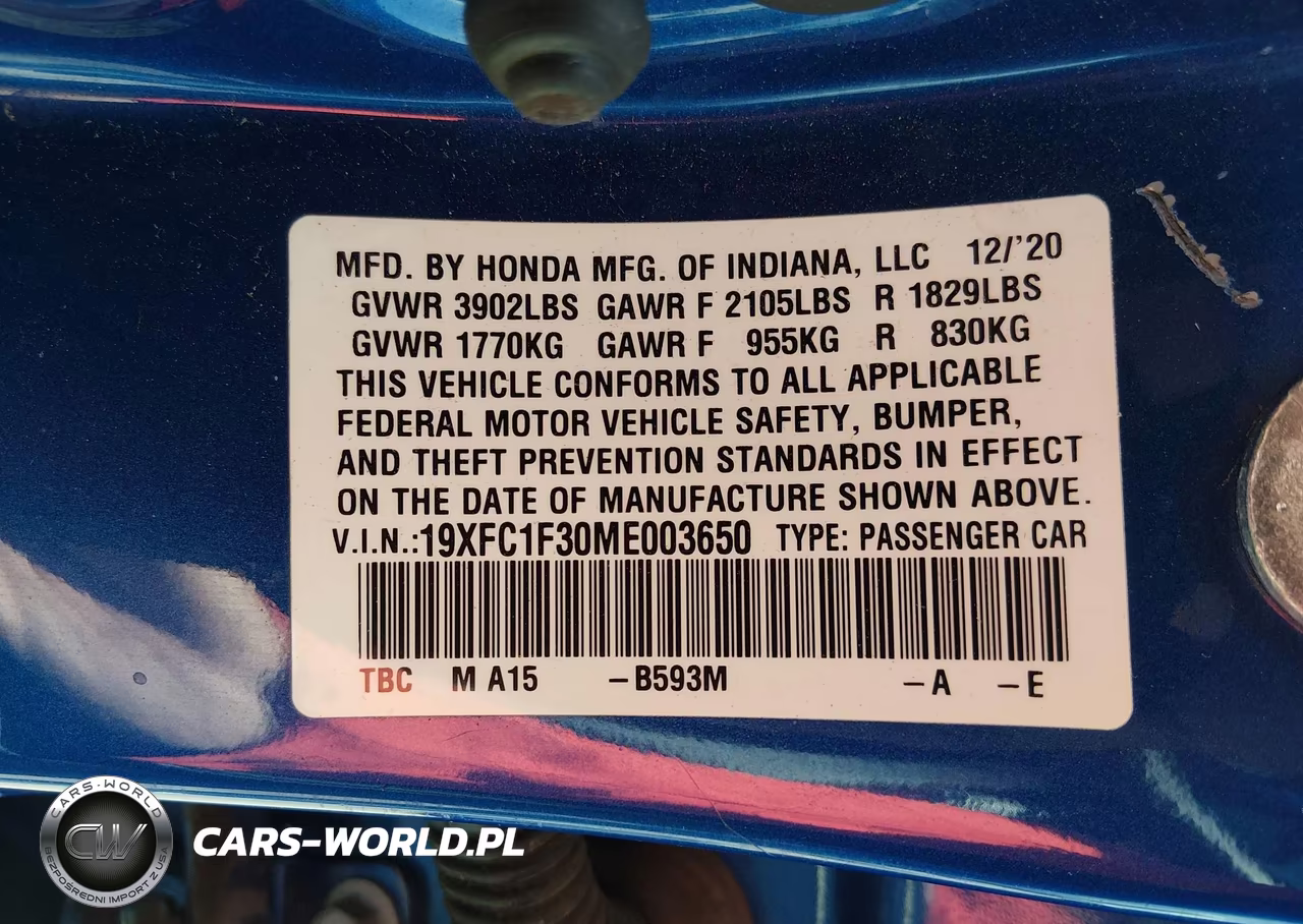 2021 Honda Civic Ex VIN:19XFC1F30ME003650 - 9