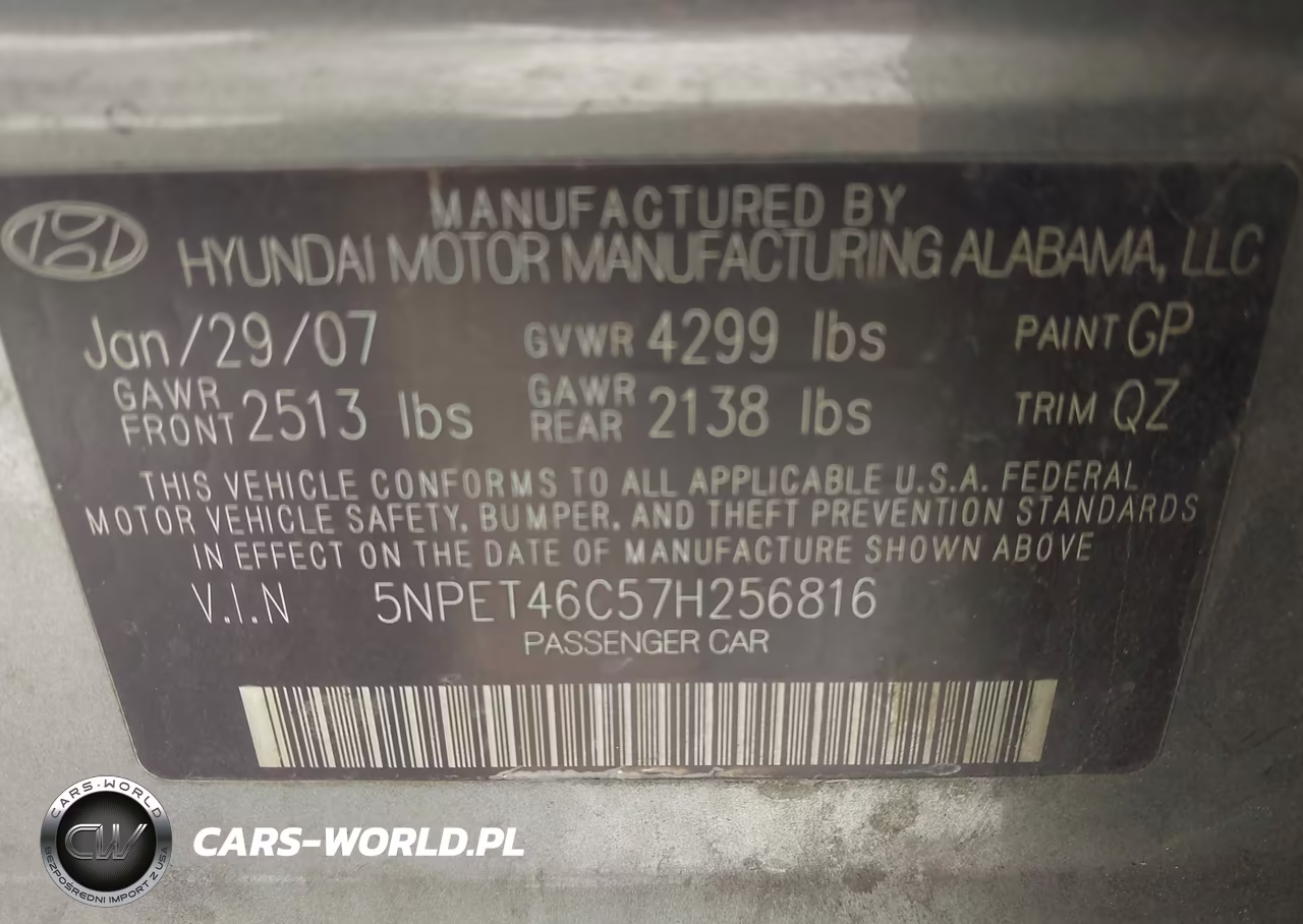 2007 Hyundai Sonata Gls VIN:5NPET46C57H256816 - 9