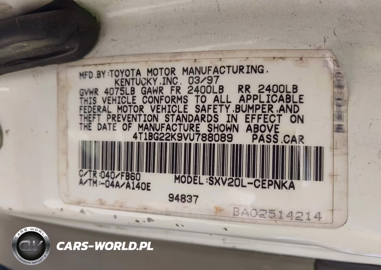 1997 Toyota Camry Le VIN:4T1BG22K9VU788089 - 9