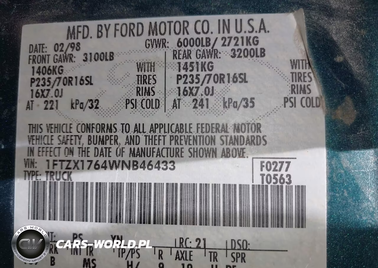 1998 Ford F-150 Lariat-Standard-Xl-Xlt VIN:1FTZX1764WNB46433 - 9