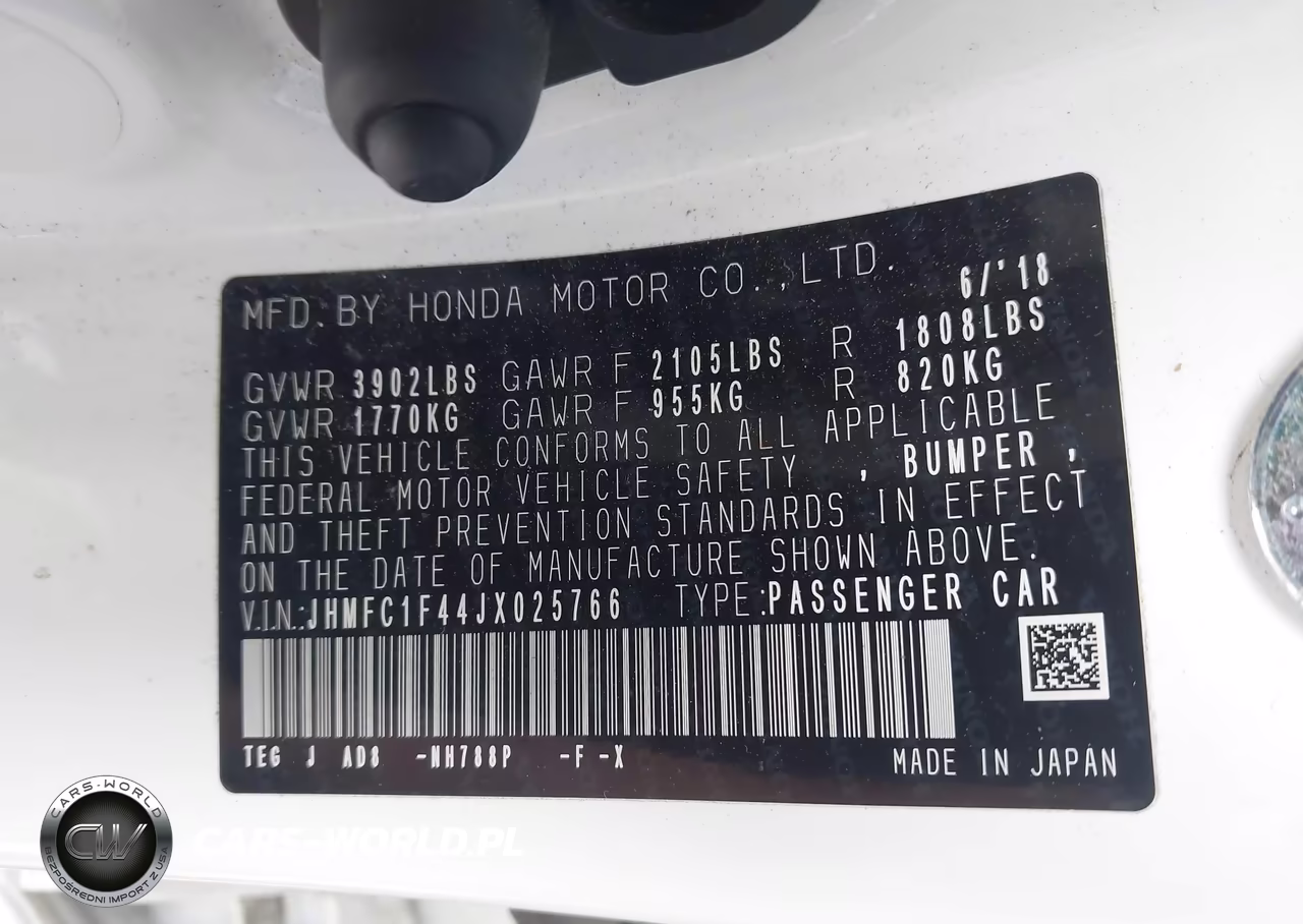 2018 Honda Civic Ex-T VIN:JHMFC1F44JX025766 - 9
