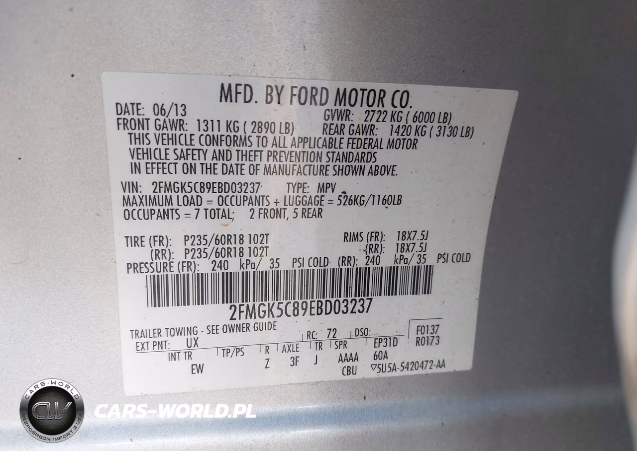 2014 Ford Flex Sel VIN:2FMGK5C89EBD03237 - 9
