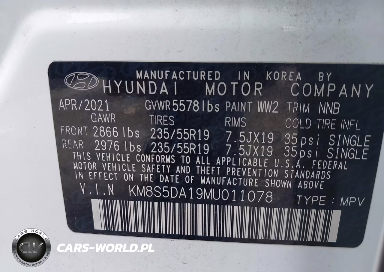 2021 Hyundai Santa Fe Hybrid Limited VIN:KM8S5DA19MU011078 - 9