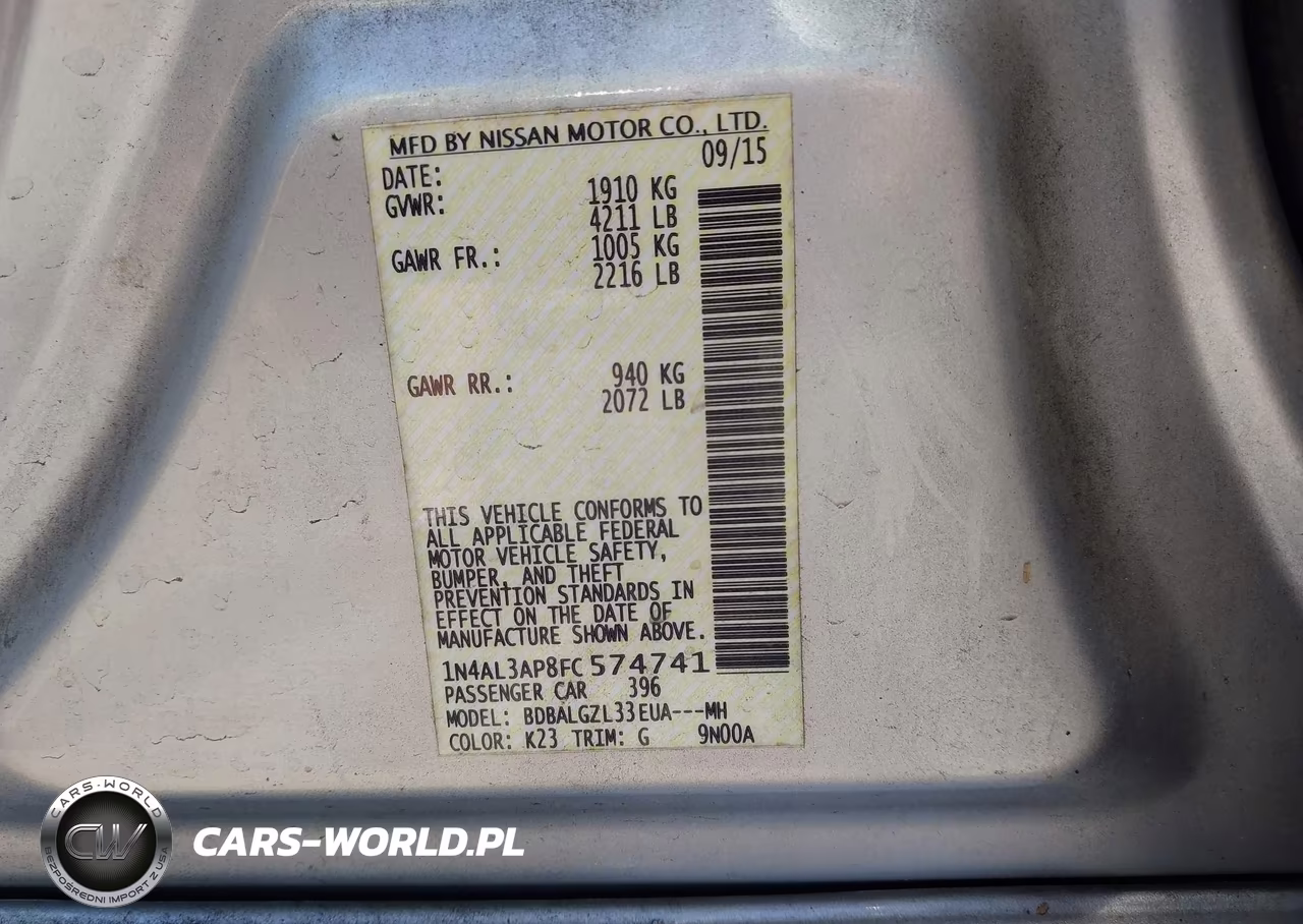 2015 Nissan Altima 2.5 S VIN:1N4AL3AP8FC574741 - 9