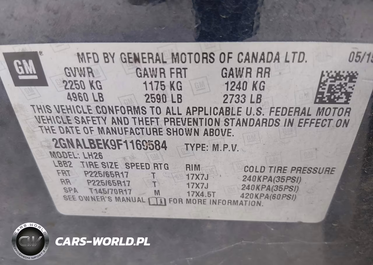 2015 Chevrolet Equinox 1Lt VIN:2GNALBEK9F1169584 - 9