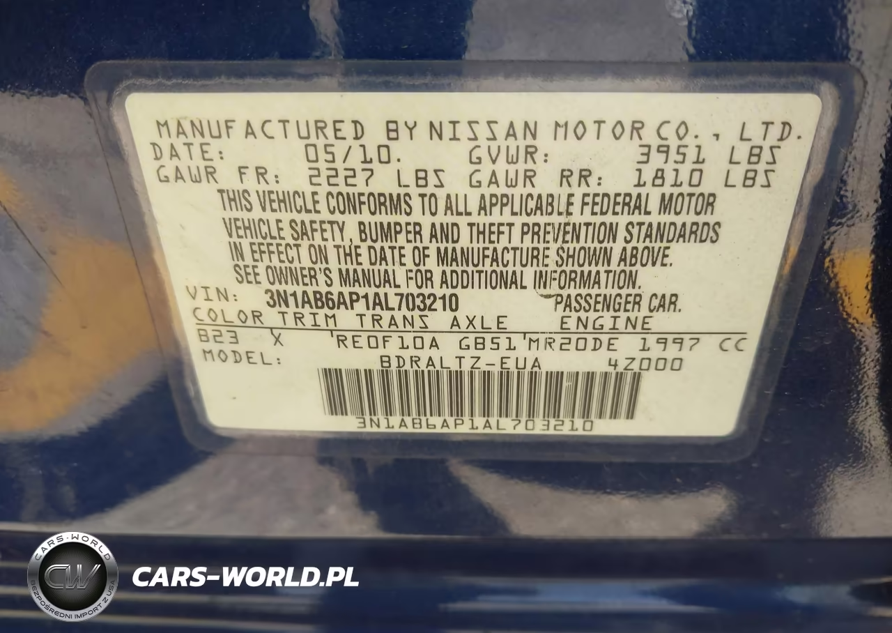 2010 Nissan Sentra 2.0S VIN:3N1AB6AP1AL703210 - 9