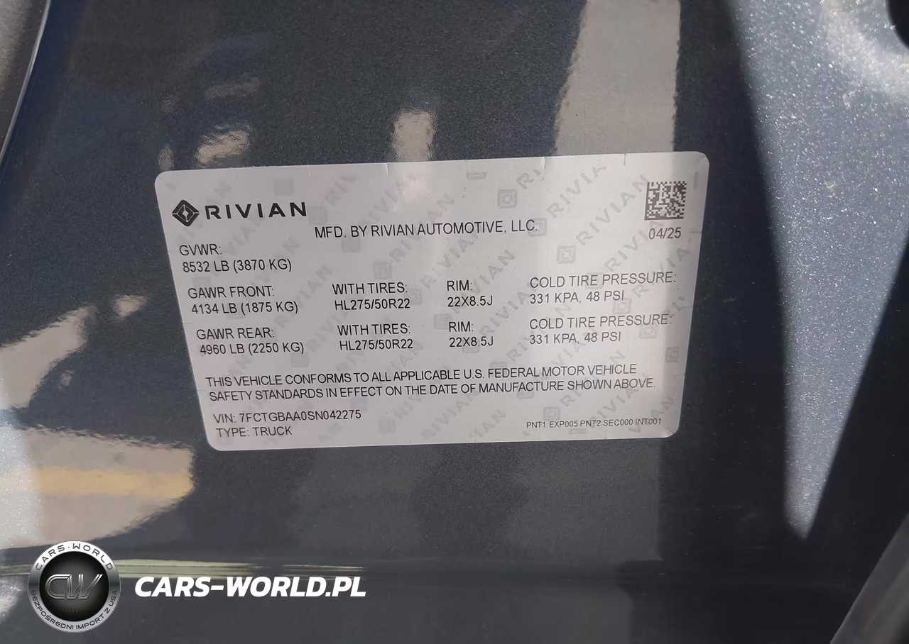 2025 Rivian R1T Adventure Dual Motor Large Pack-Adventure Dual Motor Max Pack VIN:7FCTGBAA0SN042275 - 9