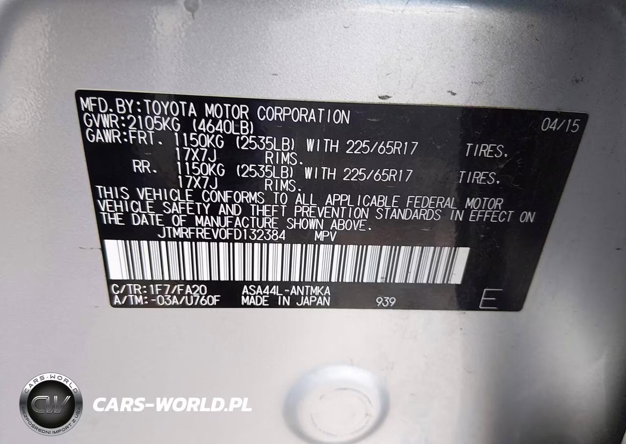 2015 Toyota Rav4 Xle VIN:JTMRFREV0FD132384 - 9