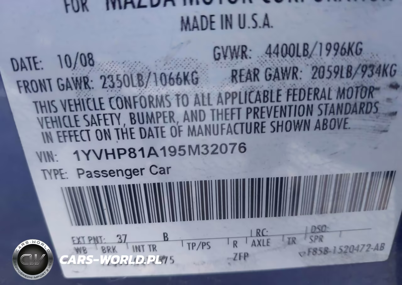 2009 Mazda Mazda6 I Sport VIN:1YVHP81A195M32076 - 9