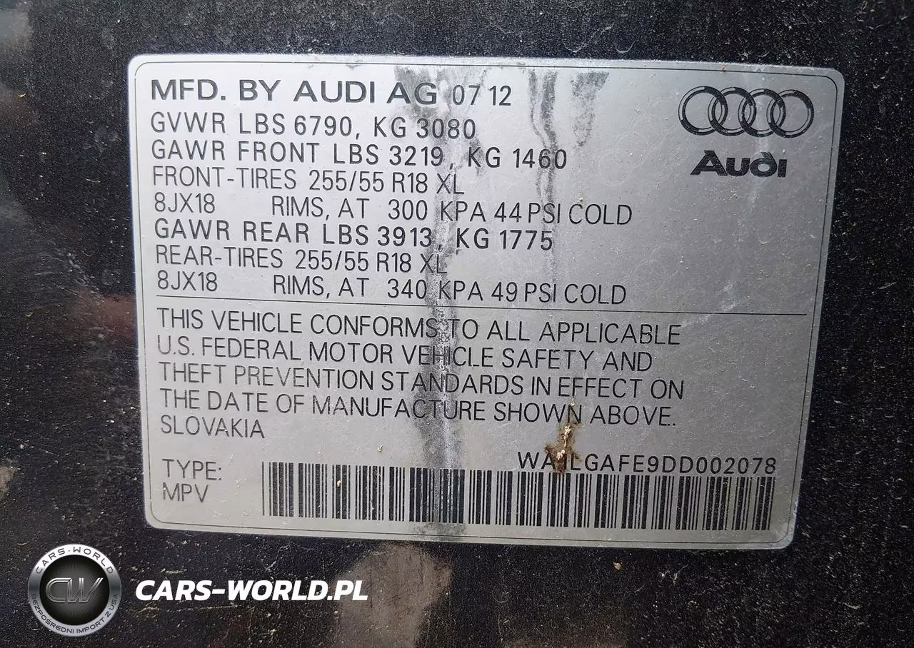 2013 Audi Q7 3.0T Premium VIN:WA1LGAFE9DD002078 - 9