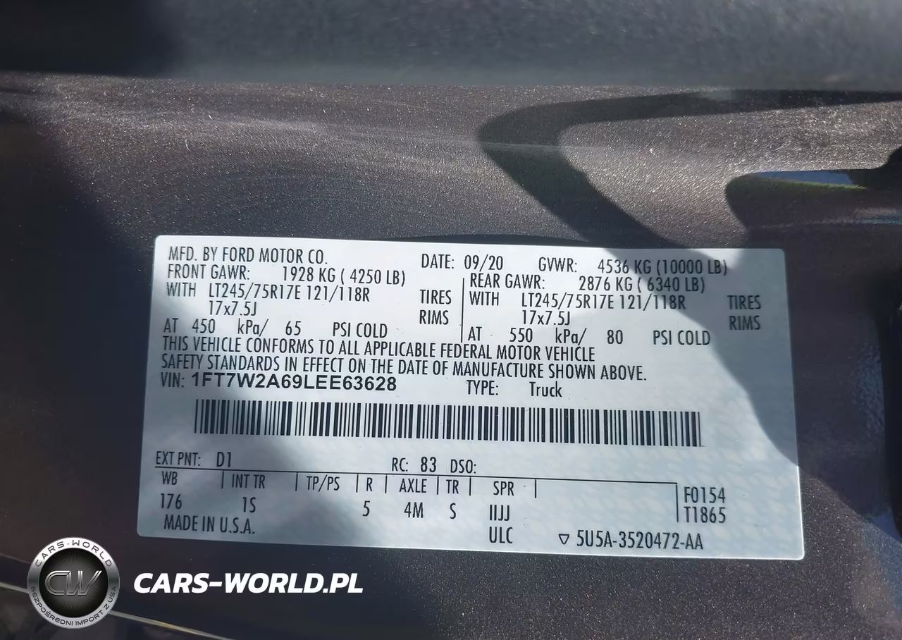 2020 Ford F-250 Xl VIN:1FT7W2A69LEE63628 - 9