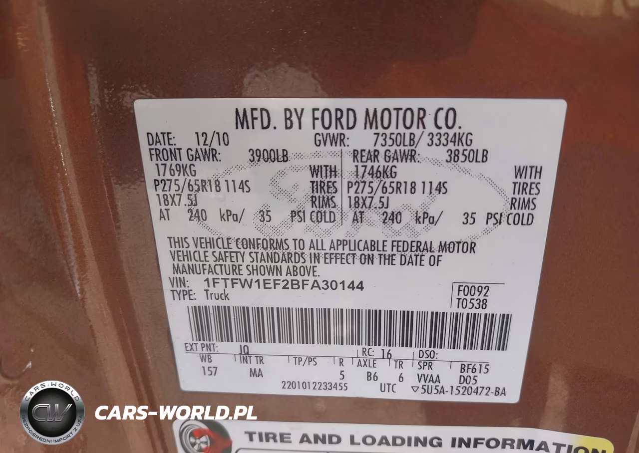 2011 Ford F-150 Xlt VIN:1FTFW1EF2BFA30144 - 9
