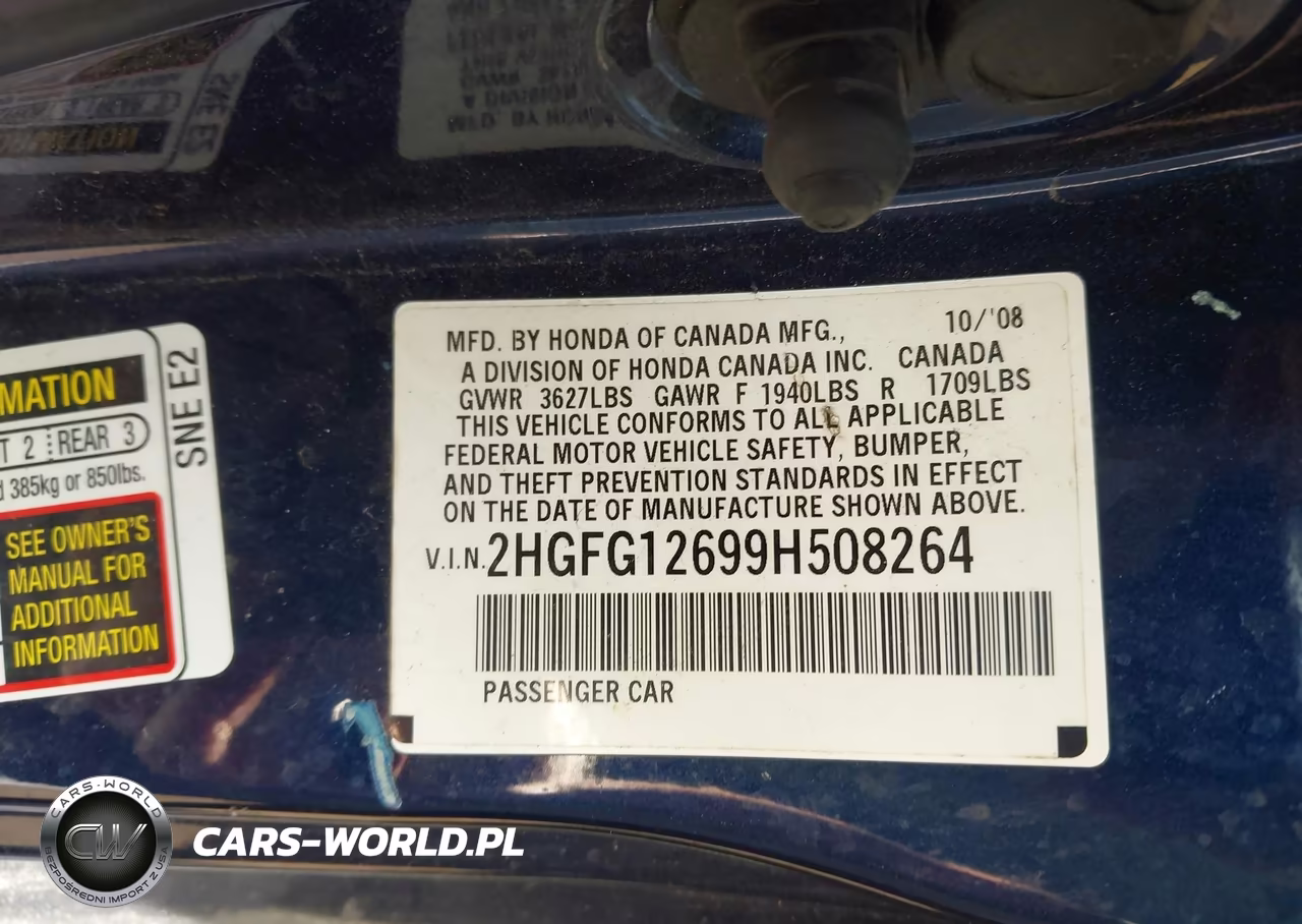 2009 Honda Civic Lx VIN:2HGFG12699H508264 - 9