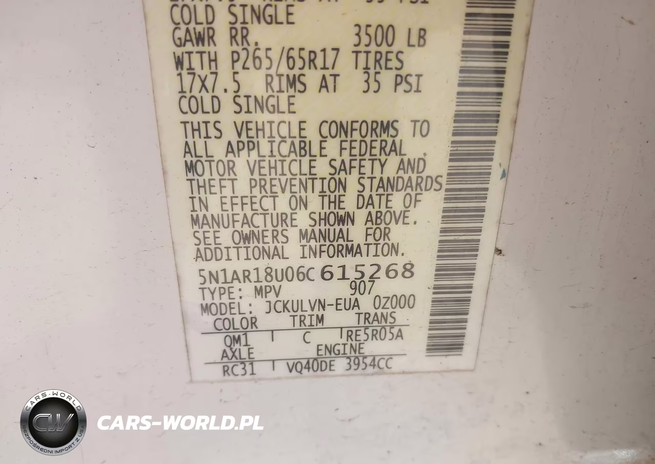 2006 Nissan Pathfinder Le VIN:5N1AR18U06C615268 - 9