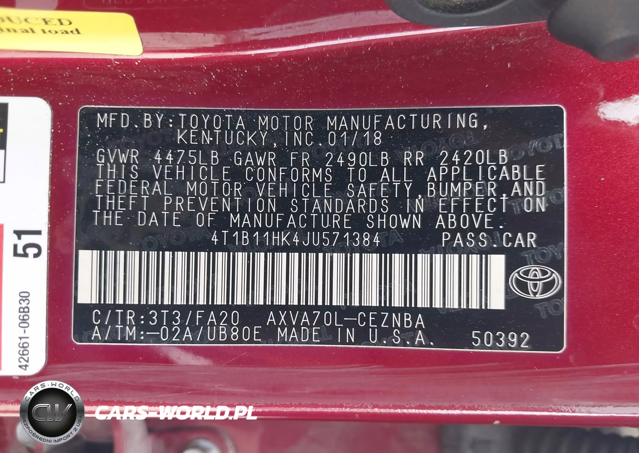 2018 Toyota Camry Le VIN:4T1B11HK4JU571384 - 9