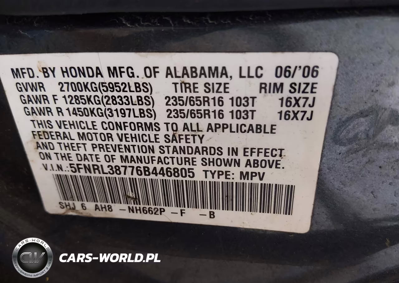 2006 Honda Odyssey Ex-L VIN:5FNRL38776B446805 - 9