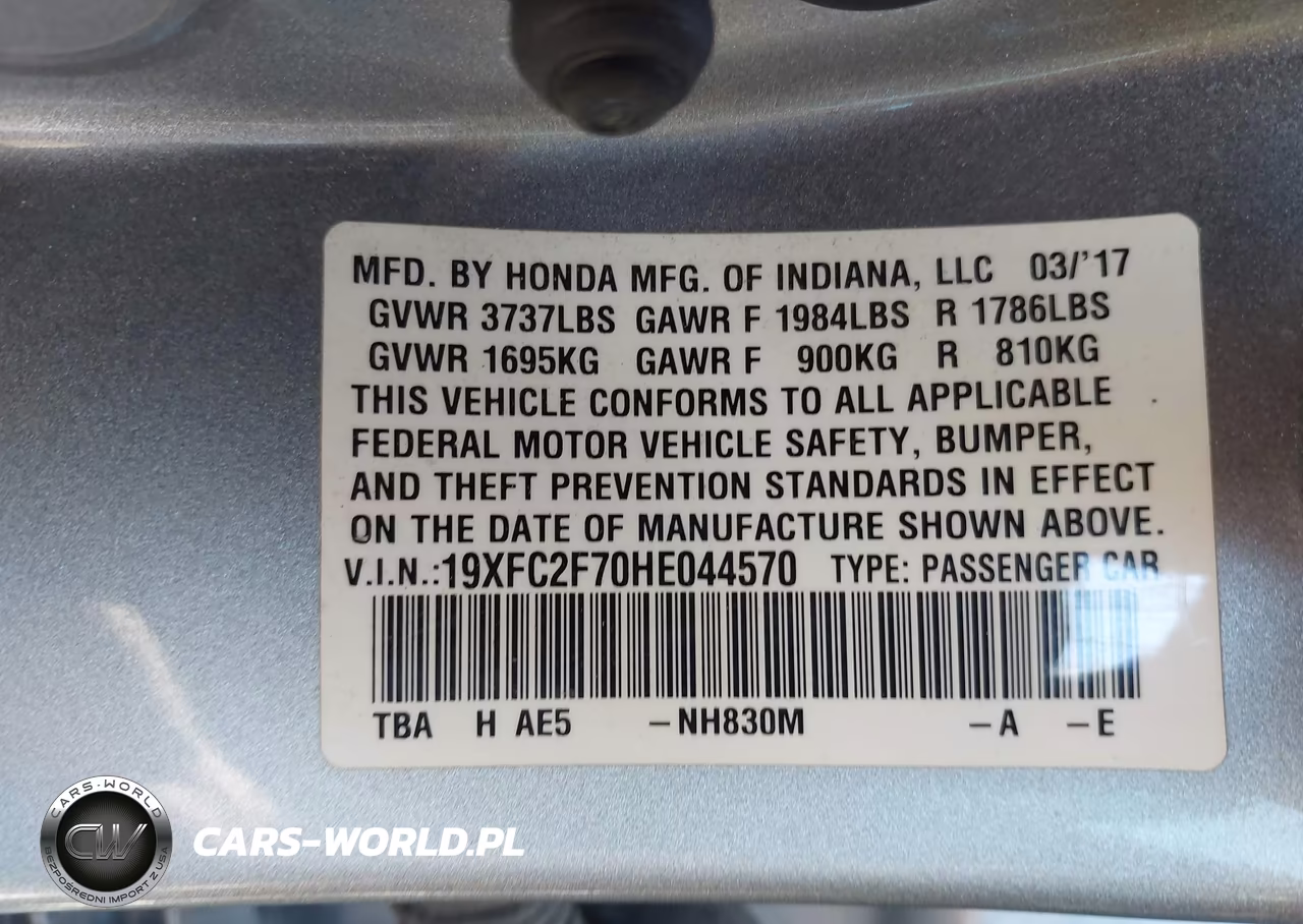 2017 Honda Civic Ex VIN:19XFC2F70HE044570 - 9
