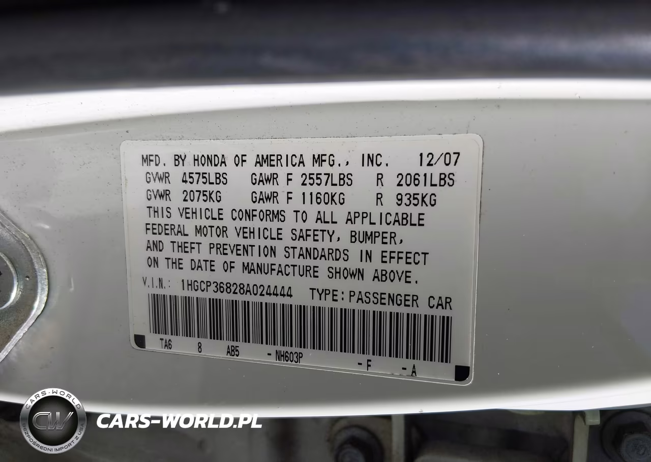 2008 Honda Accord 3.5 Ex-L VIN:1HGCP36828A024444 - 9
