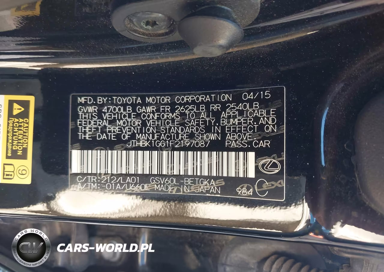 2015 Lexus Es 350 VIN:JTHBK1GG1F2197087 - 9