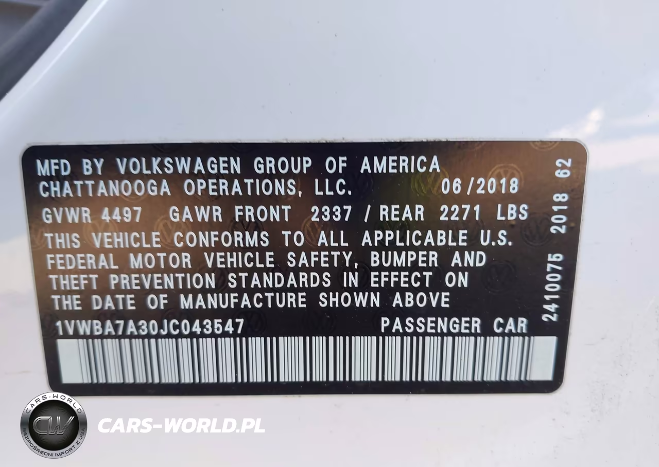 2018 Volkswagen Passat 2.0T Se VIN:1VWBA7A30JC043547 - 9