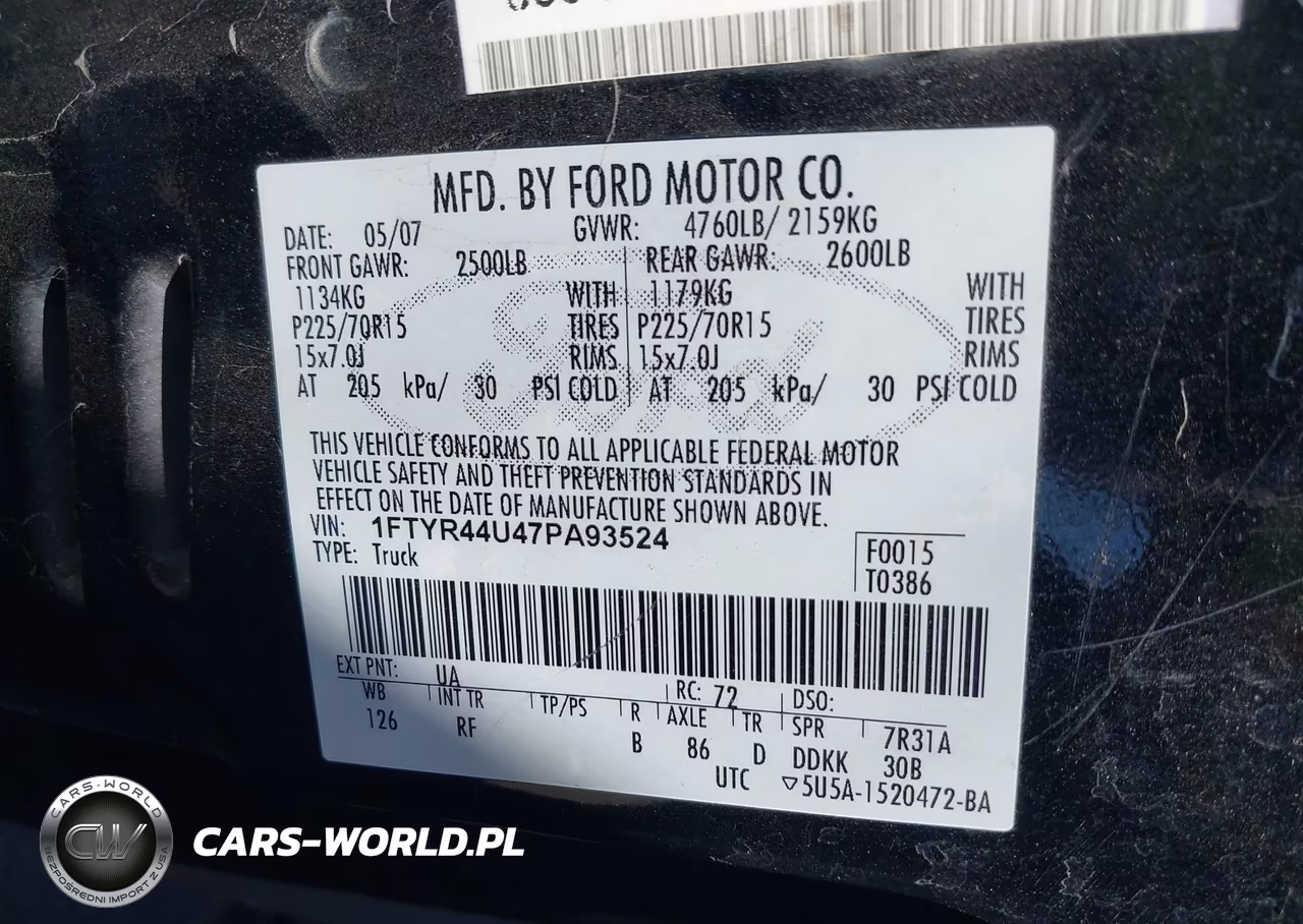 2007 Ford Ranger Sport-Stx-Xlt VIN:1FTYR44U47PA93524 - 9