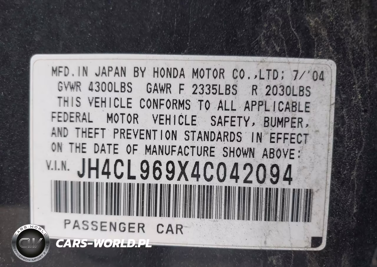 2004 Acura Tsx VIN:JH4CL969X4C042094 - 9