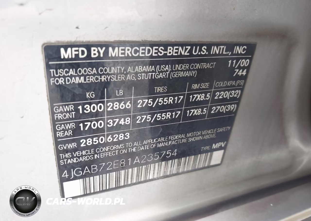 2001 Mercedes-Benz Ml 430 VIN:4JGAB72E81A235754 - 9