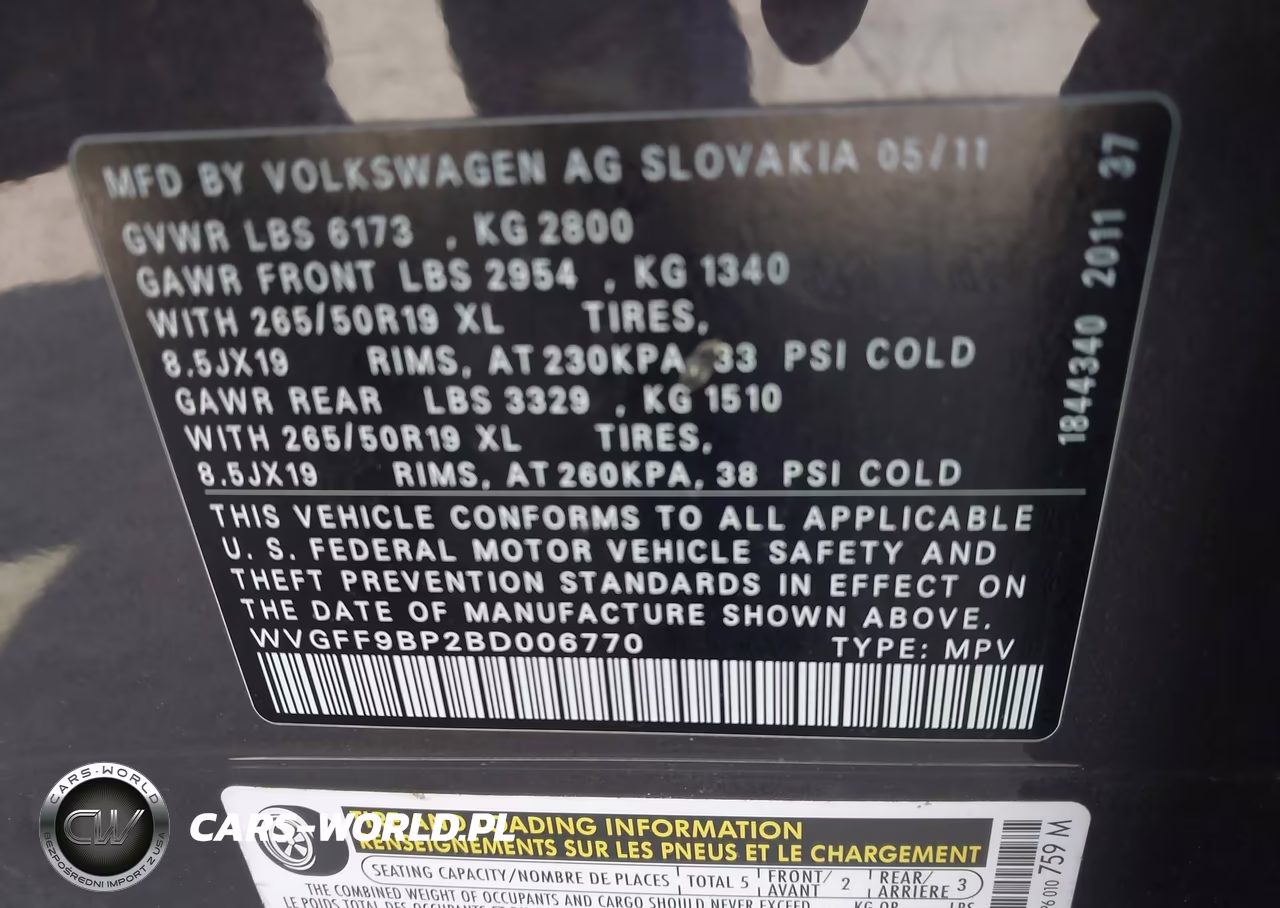 2011 Volkswagen Touareg Vr6 Lux VIN:WVGFF9BP2BD006770 - 9