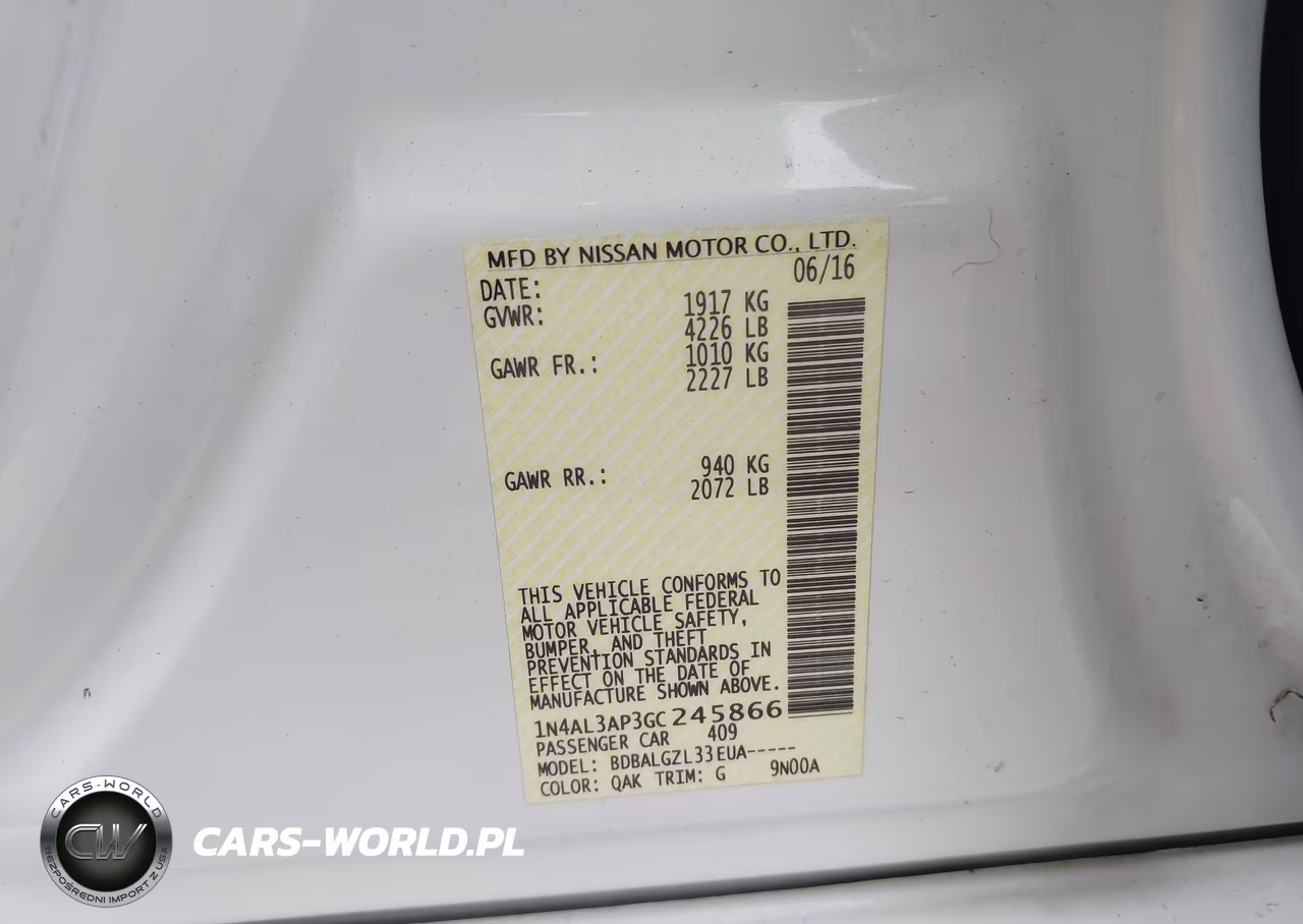 2016 Nissan Altima 2.5-2.5 S-2.5 Sl-2.5 Sr-2.5 Sv VIN:1N4AL3AP3GC245866 - 9