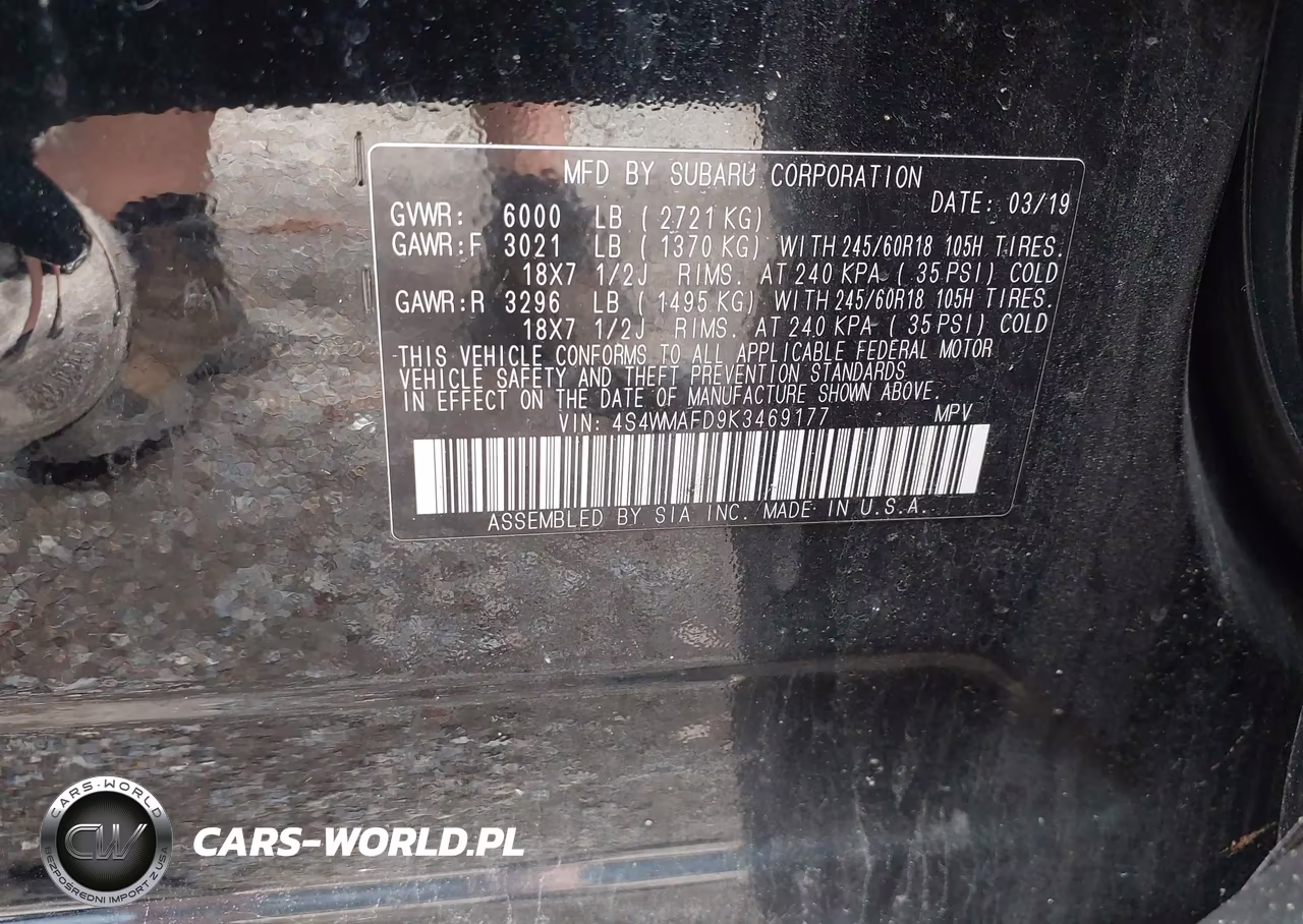 2019 Subaru Ascent Premium VIN:4S4WMAFD9K3469177 - 9