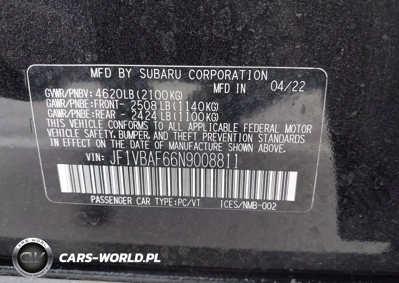 2022 Subaru Wrx Premium VIN:JF1VBAF66N9008811 - 9