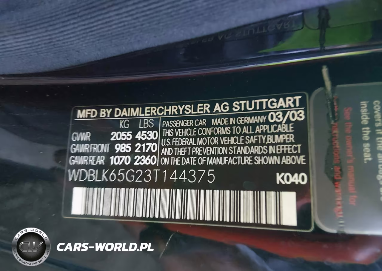 2003 Mercedes-Benz Clk 320 VIN:WDBLK65G23T144375 - 9