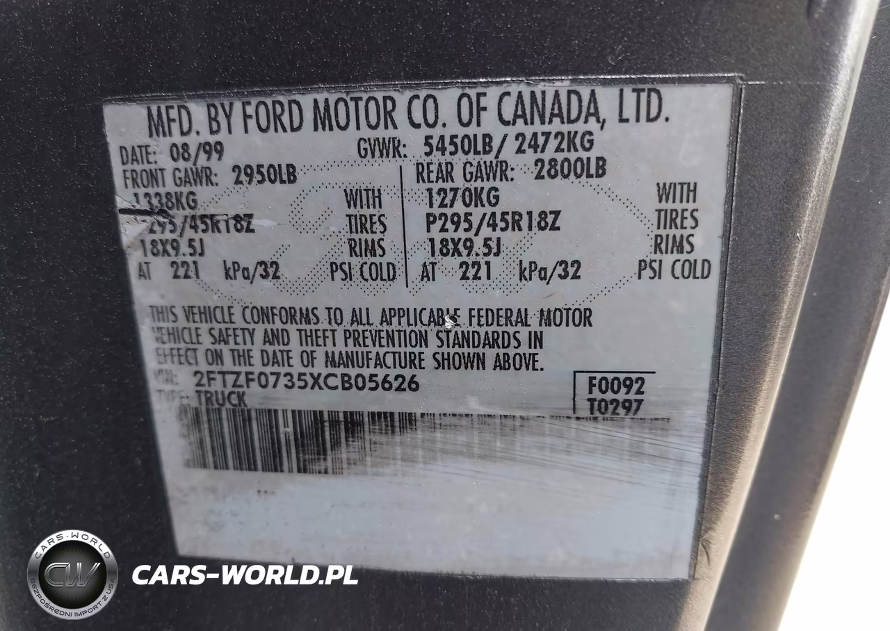 1999 Ford F-150 Svt Lightning VIN:2FTZF0735XCB05626 - 9