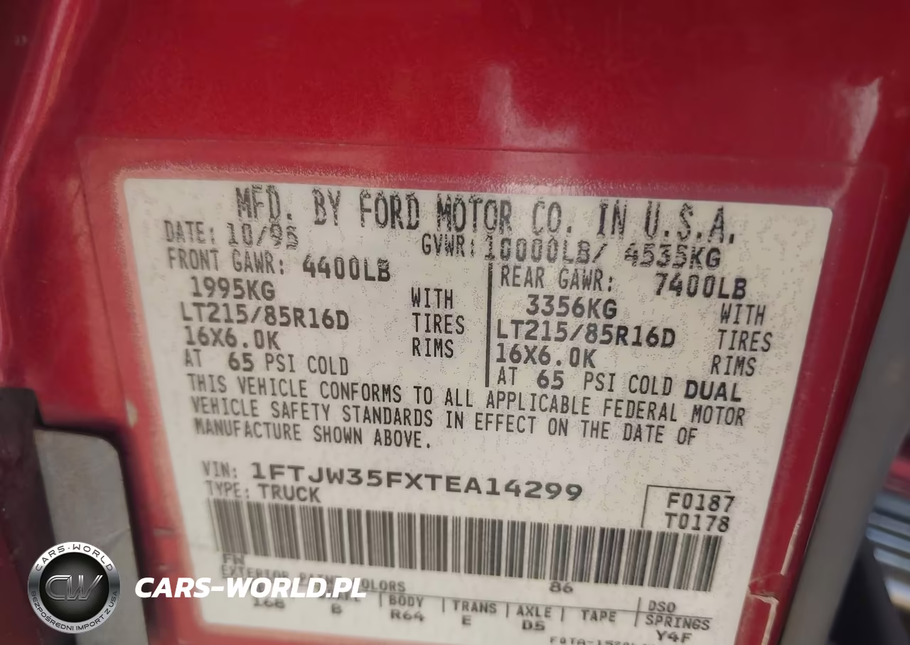 1996 Ford F350 VIN:1FTJW35FXTEA14299 - 9