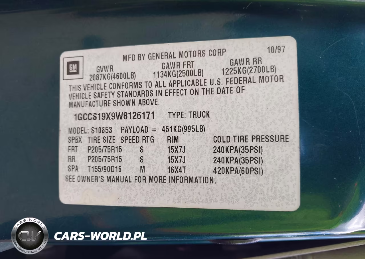 1998 Chevrolet S-10 Ls Fleetside VIN:1GCCS19X9W8126171 - 9