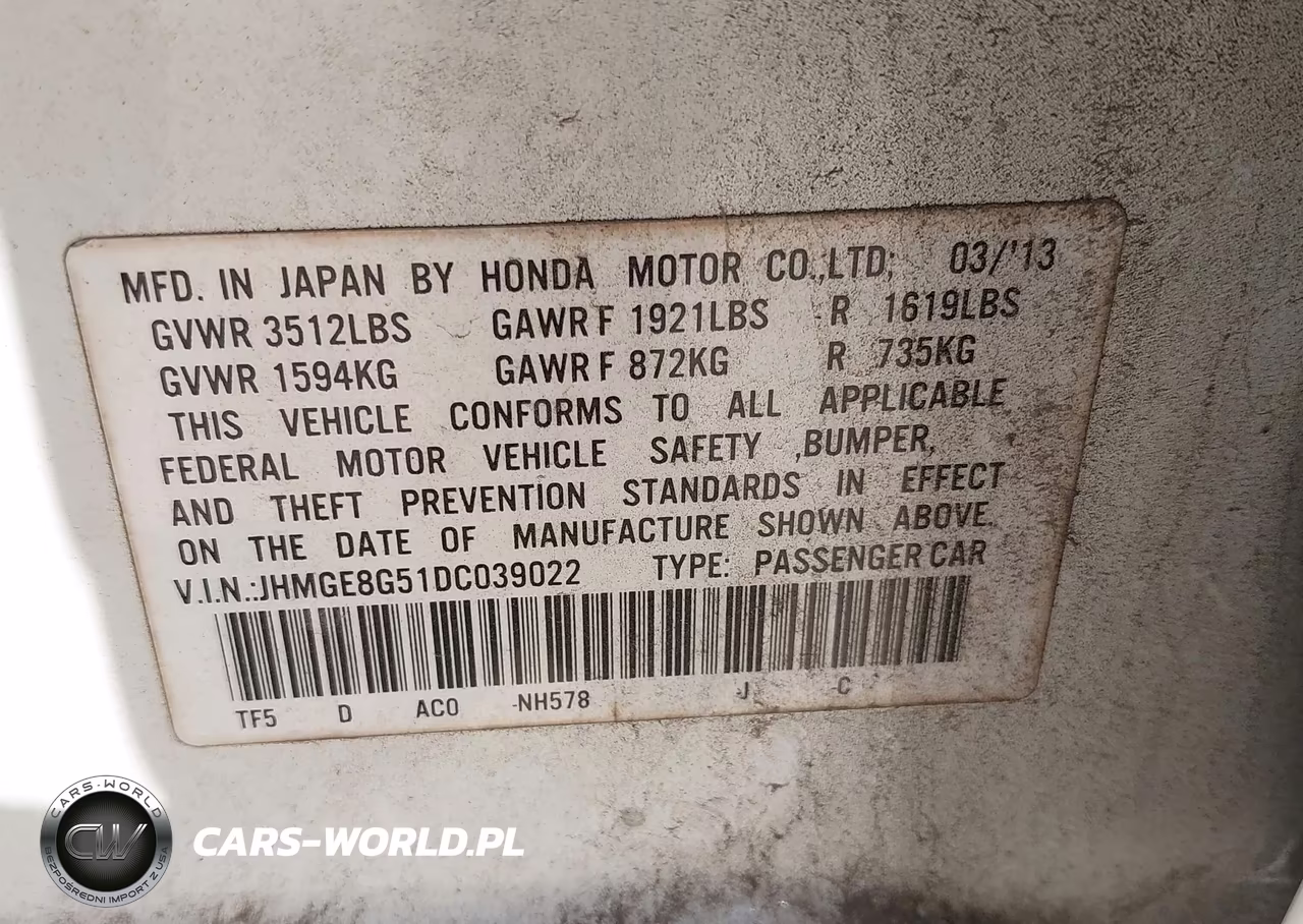 2013 Honda Fit Sport VIN:JHMGE8G51DC039022 - 9