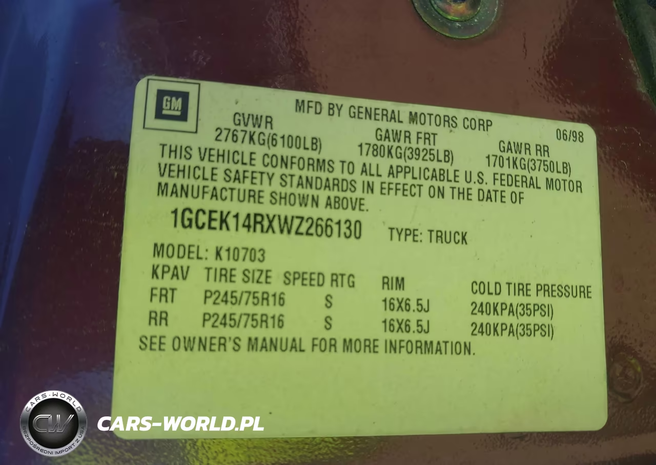 1998 Chevrolet K1500 Fleetside VIN:1GCEK14RXWZ266130 - 9