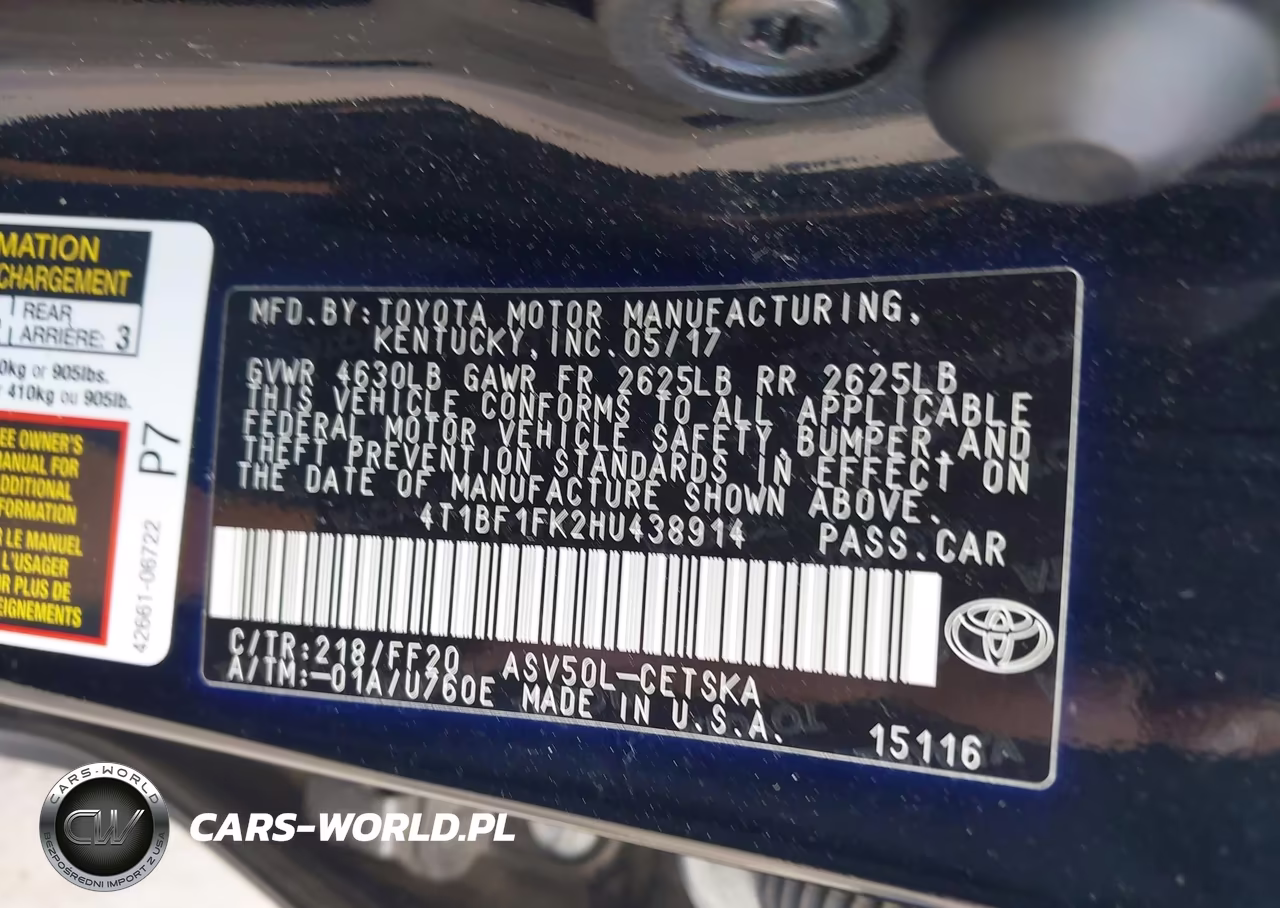 2017 Toyota Camry Se VIN:4T1BF1FK2HU438914 - 9